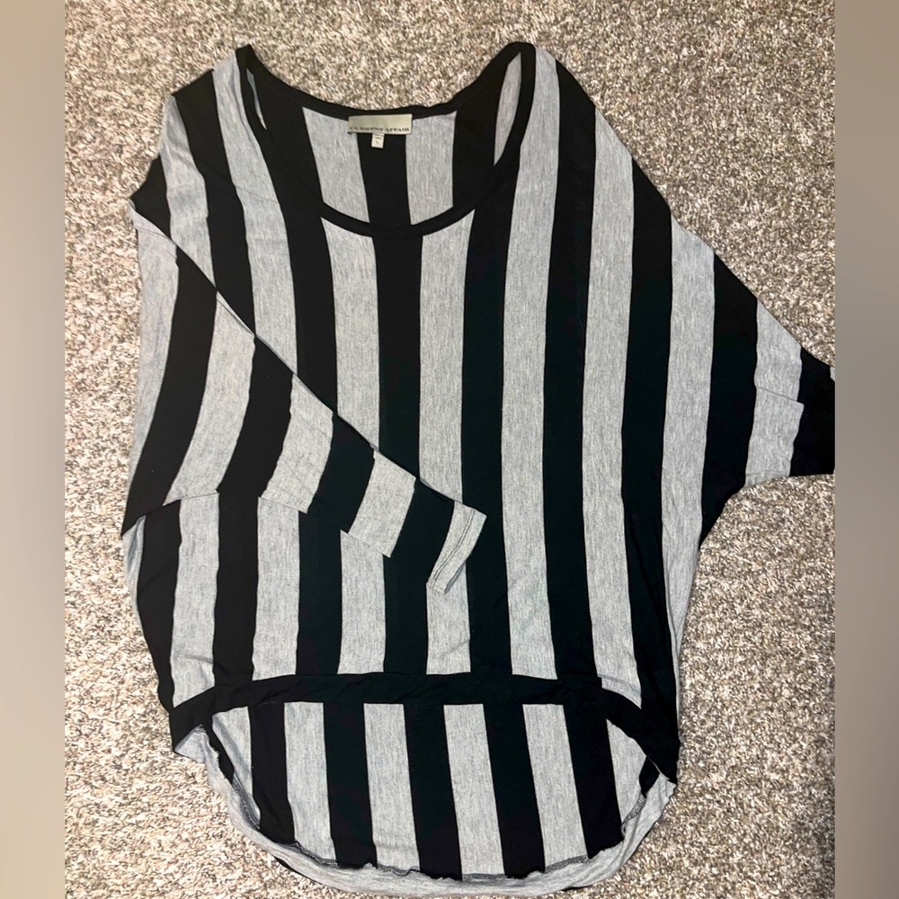 🎉SALE 12/13-15‎ Current Affair Grey & Black Striped Blouse/ Light Sweater